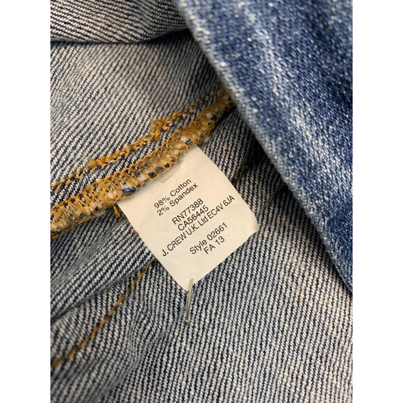 J Crew Jacket Womens XS Denim Trucker Jeans Fitted Button Up Dark Wash Stretch - Picture 8 of 9